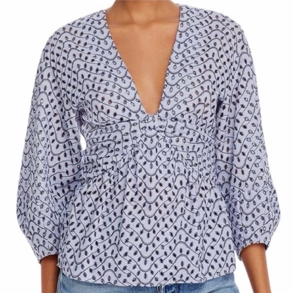 Derek Lam 10 Crosby Noe Eyelet Embroidered Blouse